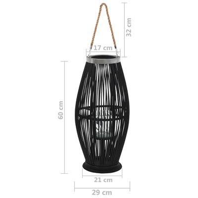 vidaXL Hanging Candle Lantern Holder Bamboo Black 60 cm