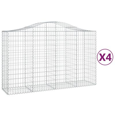 vidaXL Arched Gabion Baskets 4 pcs 200x50x120/140 cm Galvanised Iron