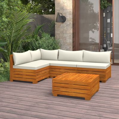 vidaXL 5 Piece Garden Lounge Set with Cushions Solid Wood Acacia