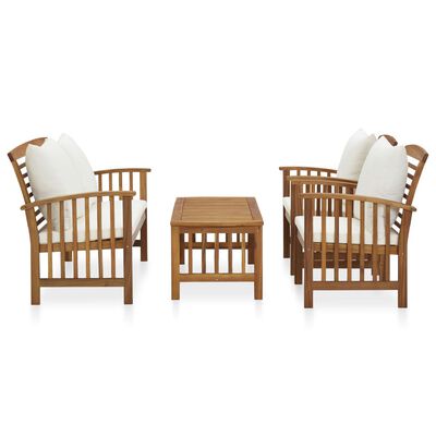 vidaXL 4 Piece Garden Lounge Set with Cushions Solid Acacia Wood