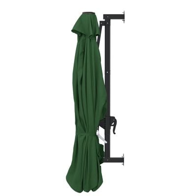 vidaXL Wall-Mounted Garden Parasol with Metal Pole 300 cm Green