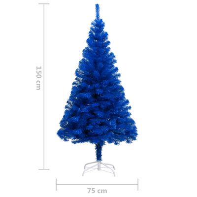 vidaXL Artificial Pre-lit Christmas Tree with Ball Set Blue 150 cm PVC