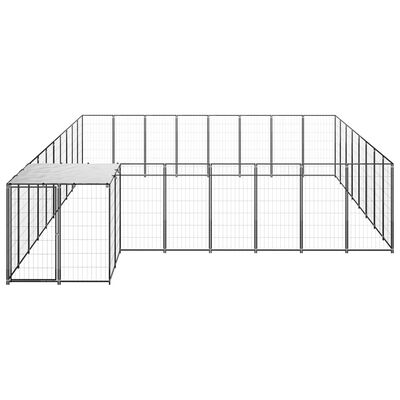 vidaXL Dog Kennel Black 20.57 m² Steel