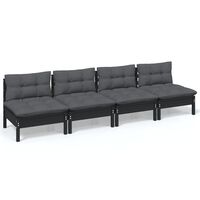 vidaXL 4-Seater Garden Sofa with Anthracite Cushions Solid Pinewood