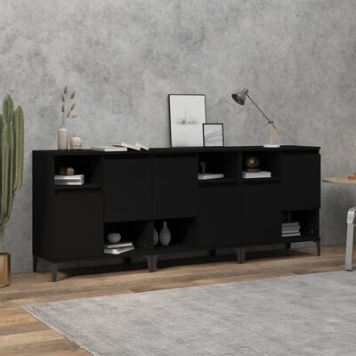 vidaXL Sideboards 3 pcs Black 60x35x70 cm Engineered Wood