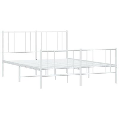 vidaXL Metal Bed Frame without Mattress with Footboard White 135x190 cm Double