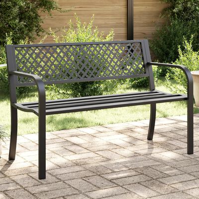 vidaXL Garden Bench 119 cm Black Steel