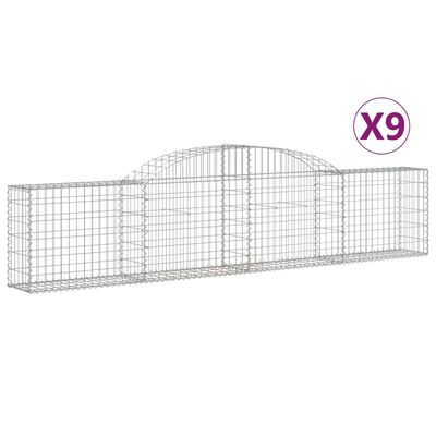 vidaXL Arched Gabion Baskets 9 pcs 300x30x60/80 cm Galvanised Iron