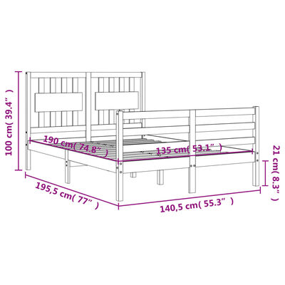 vidaXL Bed Frame without Mattress White Double Solid Wood