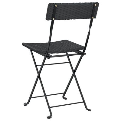 vidaXL Folding Bistro Chairs 8 pcs Black Poly Rattan and Steel