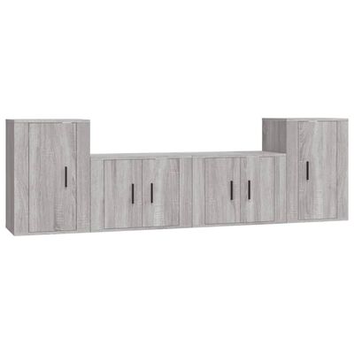 vidaXL 4 Piece TV Cabinet Set Grey Sonoma Engineered Wood