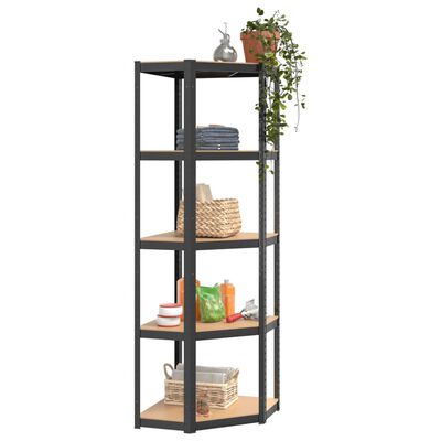 vidaXL 5-Layer Shelves 3 pcs Anthracite Steel&Engineered Wood