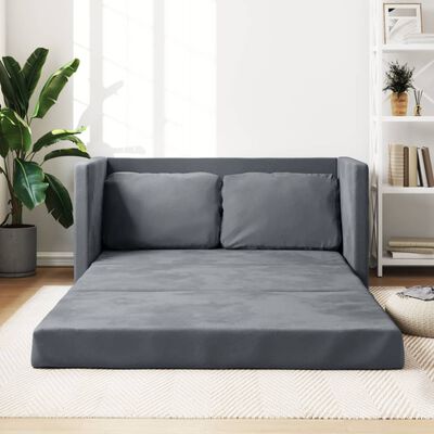 vidaXL Floor Sofa Bed 2-in-1 Dark Grey 122x204x55 cm Velvet