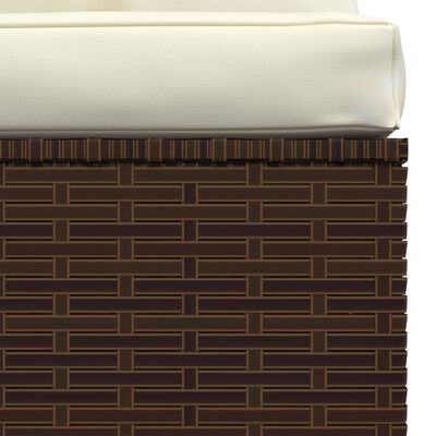 vidaXL Garden Middle Sofa with Cushions Brown Poly Rattan