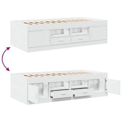 vidaXL Daybed with Drawers without Mattress White 90x190 cm Single