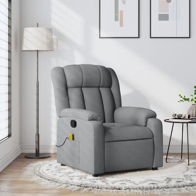 vidaXL Massage Recliner Chair Light Grey Fabric