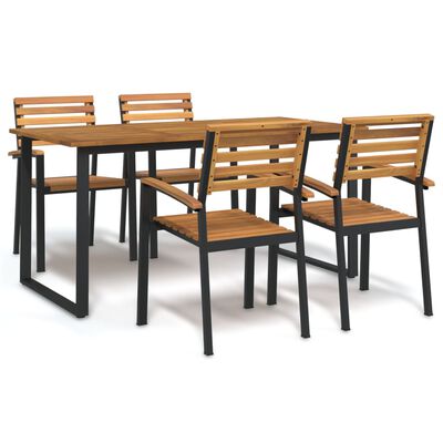 vidaXL 5 Piece Garden Dining Set Solid Wood Acacia and Metal