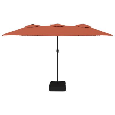 vidaXL Double-Head Garden Parasol with LEDs Terracotta 449x245 cm