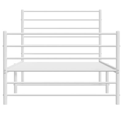 vidaXL Metal Bed Frame without Mattress with Footboard White 90x190 cm Single