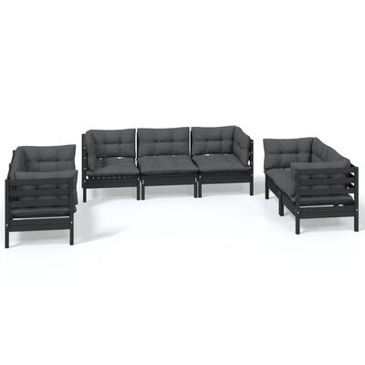 vidaXL 7 Piece Garden Lounge Set with Cushions Solid Pinewood