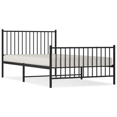 vidaXL Metal Bed Frame without Mattress with Footboard Black 107x203 cm