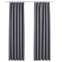 vidaXL Blackout Curtains with Hooks 2 pcs Grey 140x245 cm