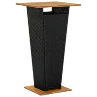 vidaXL Bar Table Black 60x60x110 cm Poly Rattan and Solid Acacia Wood