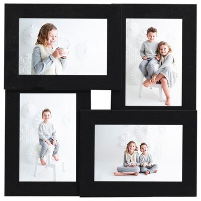 vidaXL Collage Photo Frame for 4x(10x15 cm) Picture Black MDF