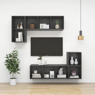 vidaXL Wall-mounted TV Cabinet Grey 37x37x72 cm Engineered Wood