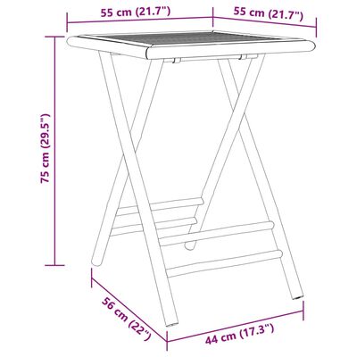 vidaXL Folding Garden Table 55x55x75 cm Bamboo