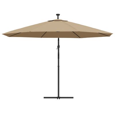 vidaXL Cantilever Garden Parasol with LED Lights and Metal Pole 350 cm Taupe