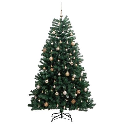 vidaXL Artificial Hinged Christmas Tree 300 LEDs & Ball Set 180 cm