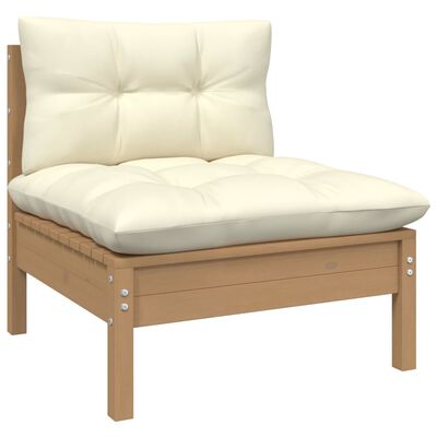 vidaXL 8 Piece Garden Lounge Set with Cream Cushions Pinewood