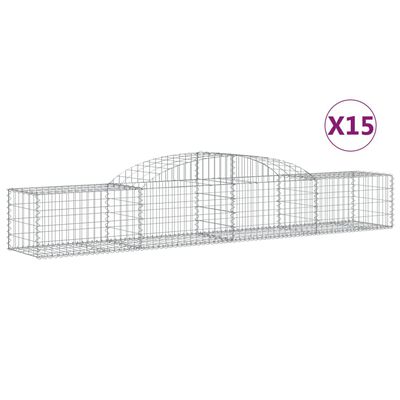 vidaXL Arched Gabion Baskets 15 pcs 300x50x40/60 cm Galvanised Iron