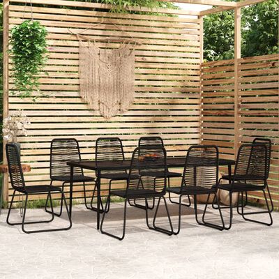 vidaXL 9 Piece Garden Dining Set Black