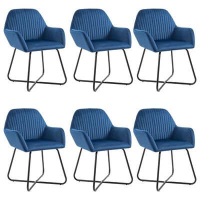 vidaXL Dining Chairs 6 pcs Blue Velvet