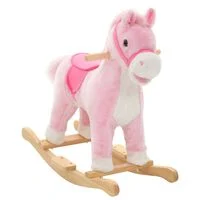 vidaXL Rocking Animal Horse Plush 65x32x58 cm Pink