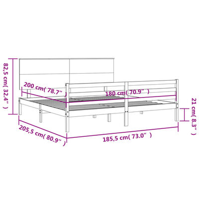 vidaXL Bed Frame without Mattress White Super King Size Solid Wood