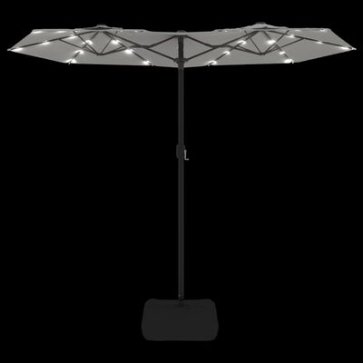 vidaXL Double-Head Garden Parasol with LEDs Sand White 316x240 cm