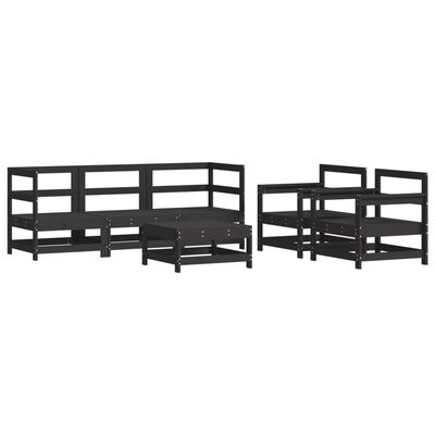 vidaXL 6 Piece Garden Lounge Set with Cushions Black Solid Wood