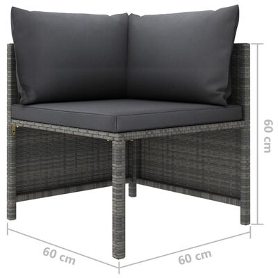 vidaXL Sectional Corner Sofa with Cushions Grey Poly Rattan