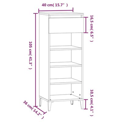 vidaXL Shoe Rack Sonoma Oak 40x36x105 cm Engineered Wood