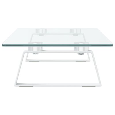 vidaXL Monitor Stand White 60x20x8 cm Tempered Glass and Metal