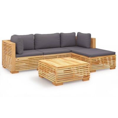 vidaXL 5 Piece Garden Lounge Set with Cushions Solid Wood Teak