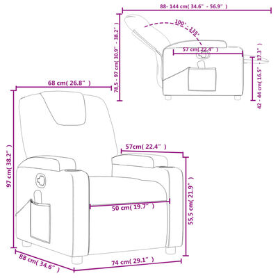 vidaXL Massage Recliner Chair Black Fabric