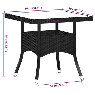 vidaXL 5 Piece Garden Dining Set Poly Rattan & Solid Acacia Wood Black