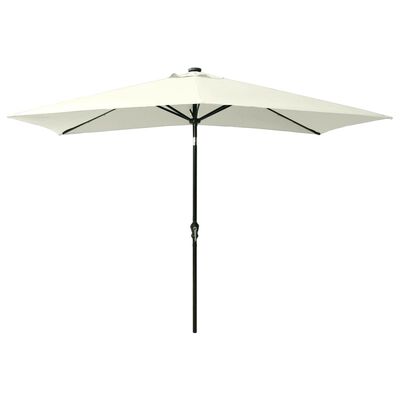 vidaXL Garden Parasol with LEDs and Steel Pole Sand 2x3 m