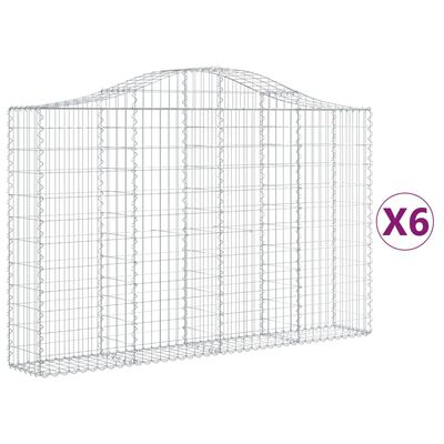 vidaXL Arched Gabion Baskets 6 pcs 200x30x120/140 cm Galvanised Iron