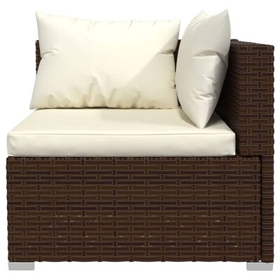 vidaXL 12 Piece Garden Lounge Set with Cushions Brown Poly Rattan