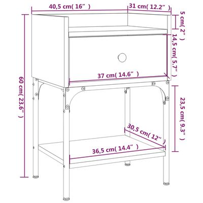 vidaXL Bedside Tables 2 pcs Smoked Oak 40.5x31x60 cm Engineered Wood